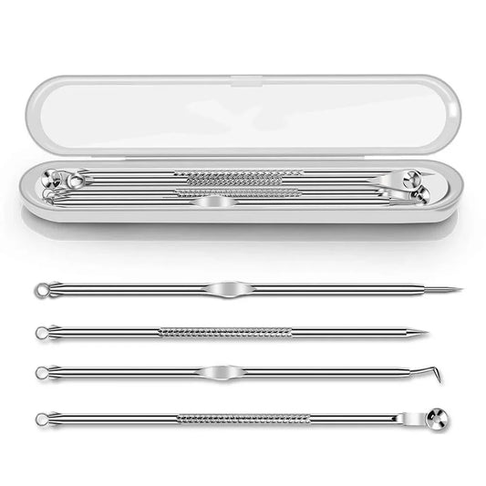 Dighealth 4PCS Stainless Steel Blackhead Remover Extraction Pimple Comedone Acne Extractor Whitehead Blemish Popper Kit FitiqueFit