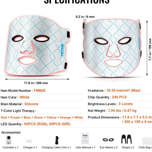 7-Color LED Light Therapy Mask FitiqueFit