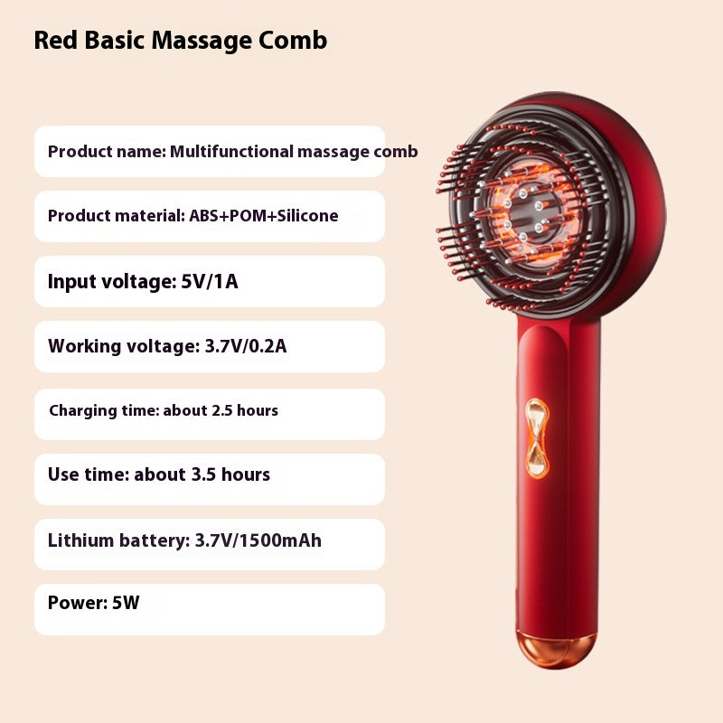 Electric Vibration Scalp Comb with 3-Color Light Therapy  FitiqueFit