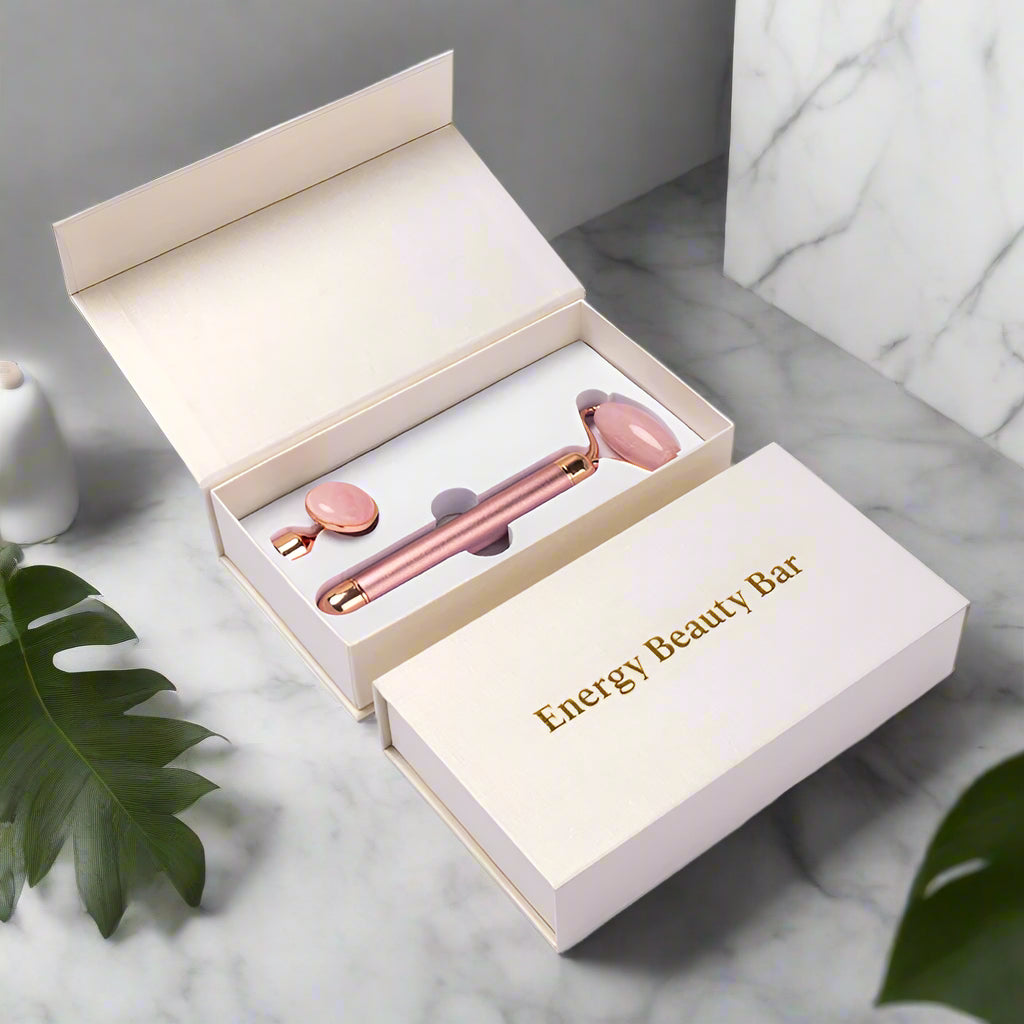 2‑in‑1 Electric Vibrating Rose Quartz & Jade Roller DermaStorm