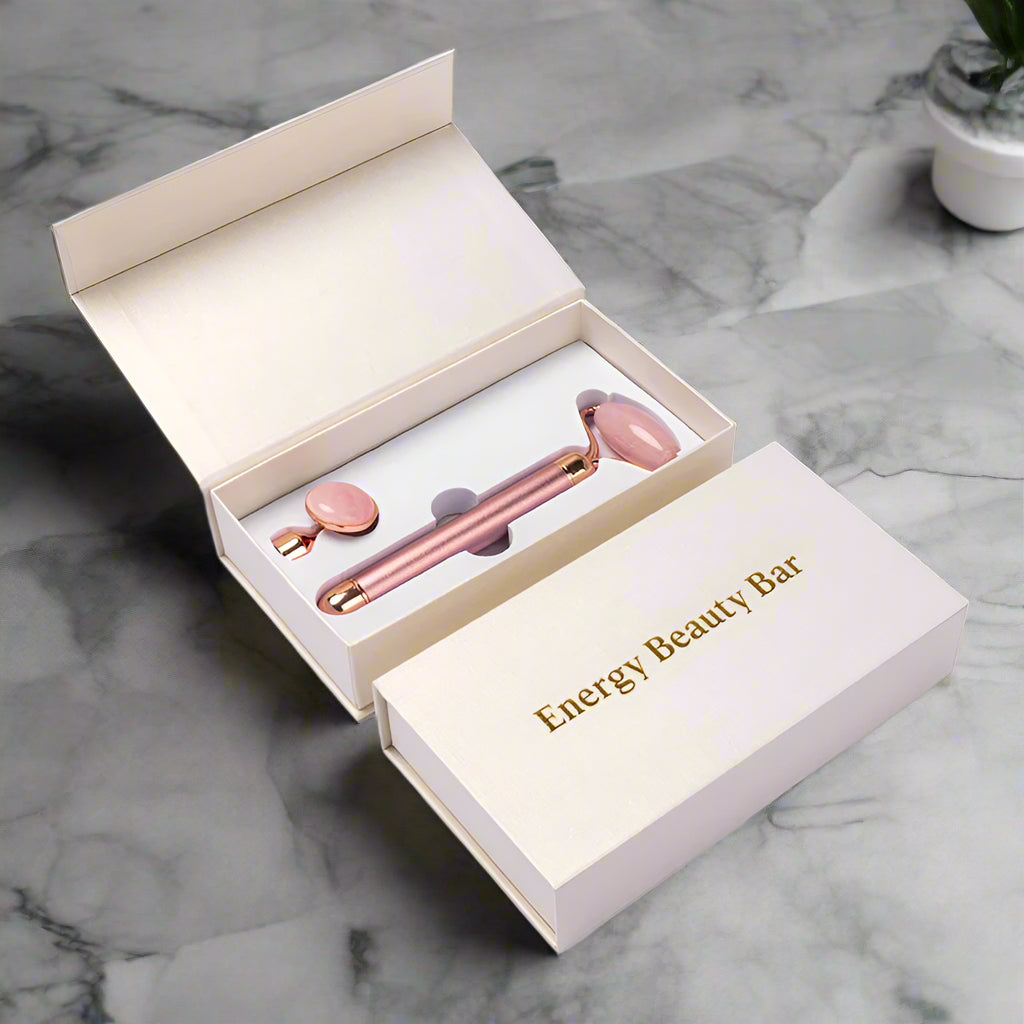 2‑in‑1 Electric Vibrating Rose Quartz & Jade Roller DermaStorm