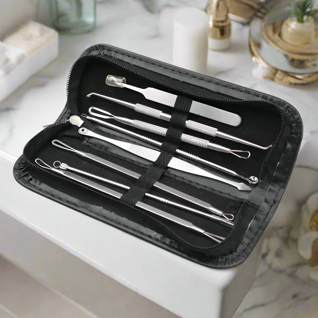 8pcs/set Blackhead Comedone Acne Pimple Blackhead Remover Tool Spoon for Face Skin Care Tool Needles Facial Pore Cleaner  FitiqueFit