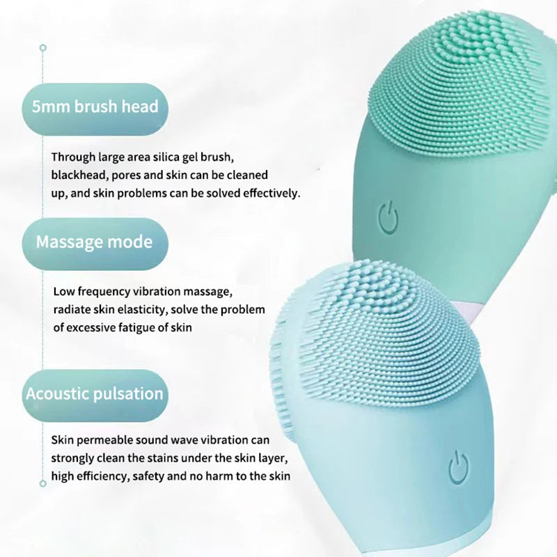 Household Electric Facial Cleanser, Battery Silicone Waterproof Face Washer, For Both Men And Women, Blackhead, Horn Cleaner DermaStorm