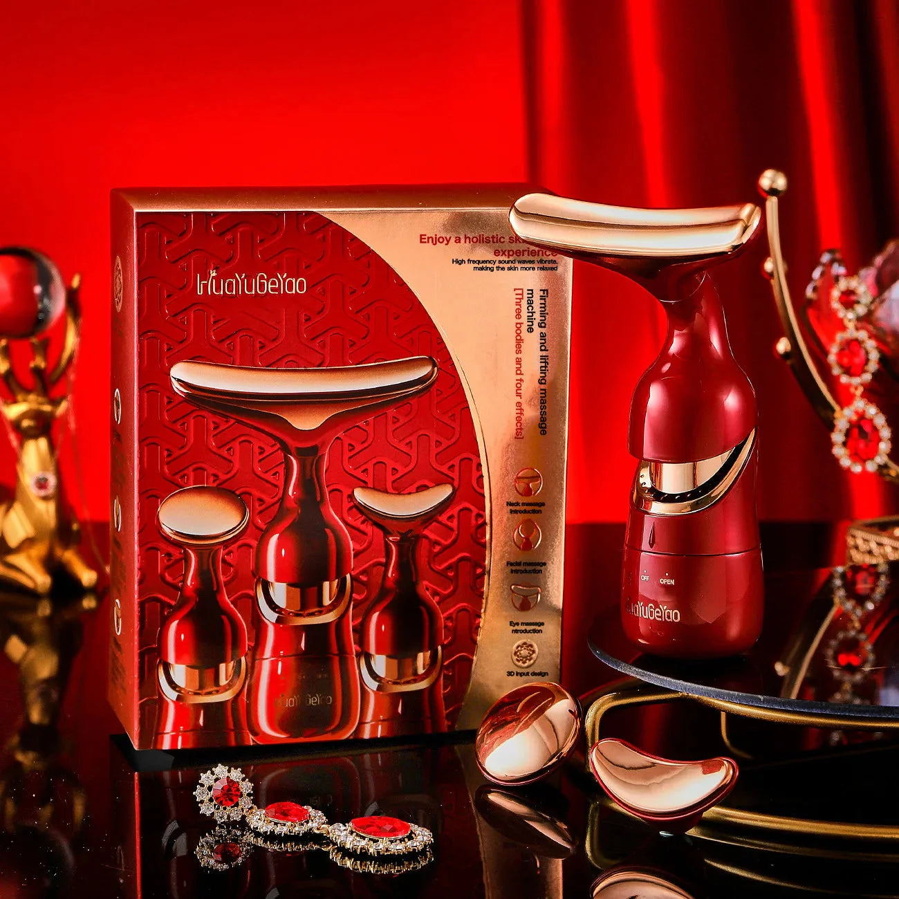 3 In 1 Facial Lifting Device Neck Facial Eye Massage Face Slimmer EMS Beauty Skin Tightening Wrinkle Anti Aging Face Massager  FitiqueFit