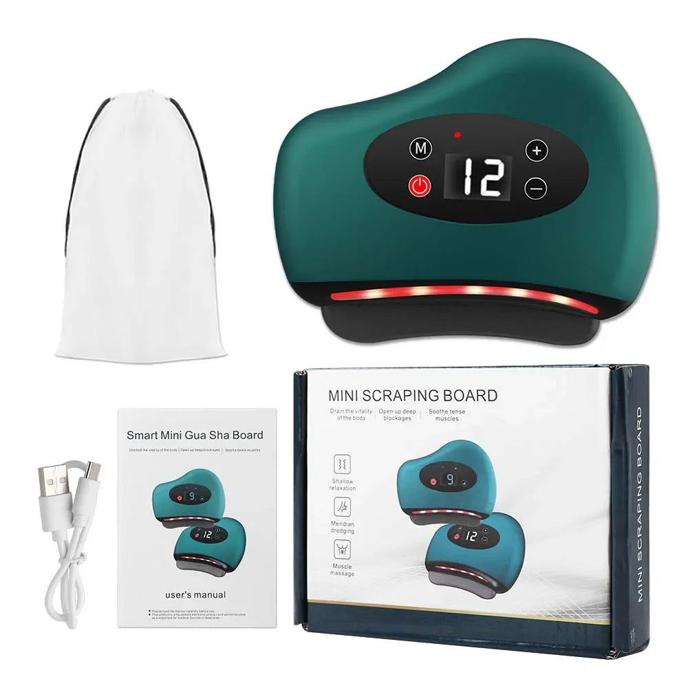 Electric Guasha Massager Body Scraping Heating Vibration Muscle Guasha Face Neck Eye Massage Knife Stone Gua Sha Gouache Scraper DermaStorm