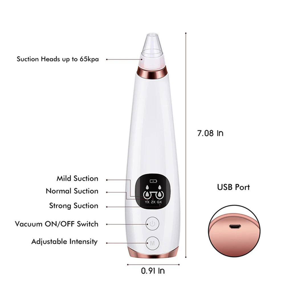 Electric Blackhead Remover Vacuum Acne Cleaner Black Spots Removal Facial Deep Cleansing Pore Cleaner Machine Skin Care Tools DermaStorm