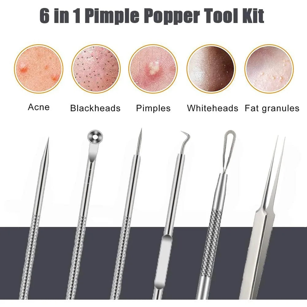 6PCS Pimple Removal Tool Blackheads Acne Remover Face Cleaning Kit Black Dots Remover Acne Tool Pimple Patches Acne LBHL16  FitiqueFit