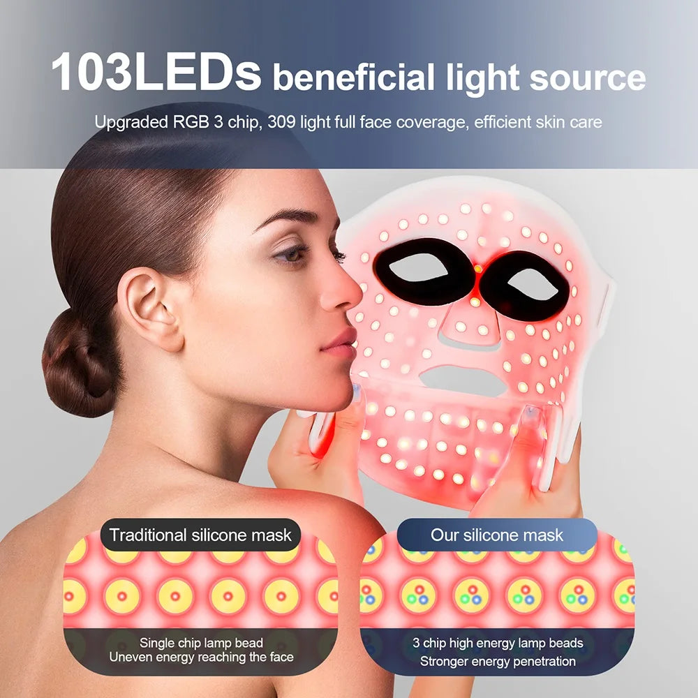 Silicone LED Mask Face With Neck 7 Colors LED Photon Red Light Infrared Therapy Flexible Facial Mask Repair Skin Wireless Use DermaStorm