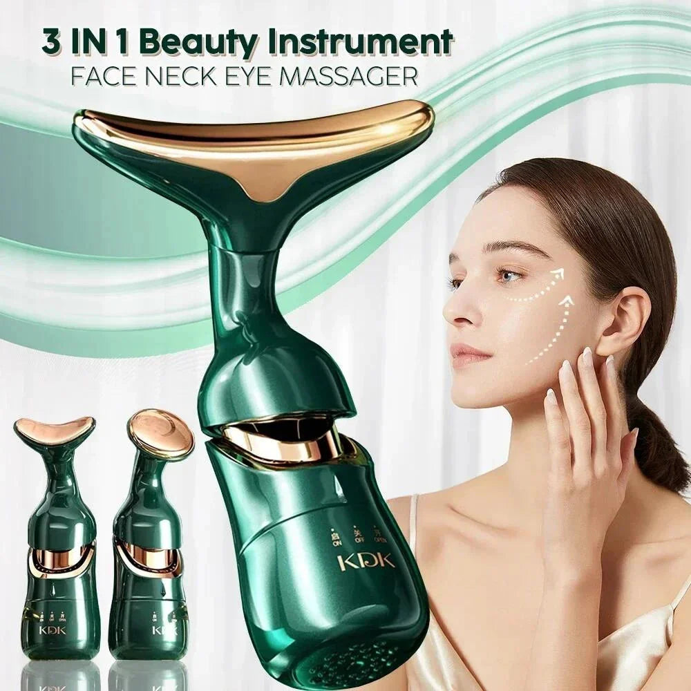 3 In 1 Facial Lifting Device Neck Facial Eye Massage Face Slimmer EMS Beauty Skin Tightening Wrinkle Anti Aging Face Massager  FitiqueFit