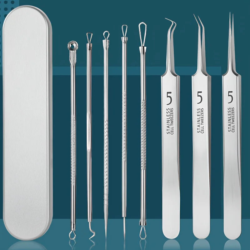 Stainless Steel Blackhead Removal Kit, Blemish and Acne Bottle Tool for All Skin Types, 8-Pack  FitiqueFit
