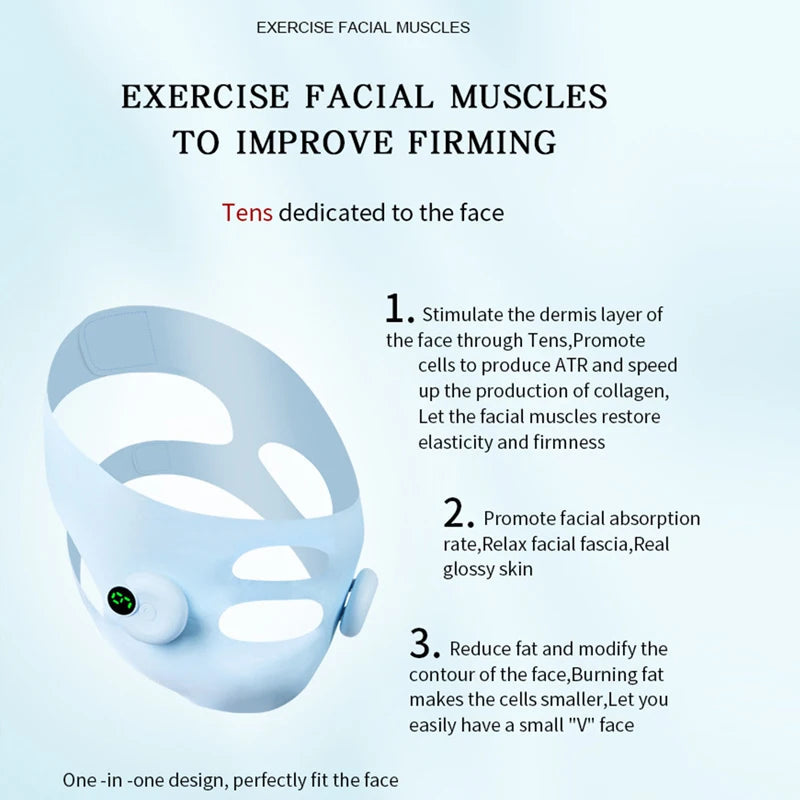Smart Pulse Face Shaping Beauty Instrument EMS Microcurrent Lifting V Face Device Skin Tightening Anti-Wrinkle Facial Massager DermaStorm