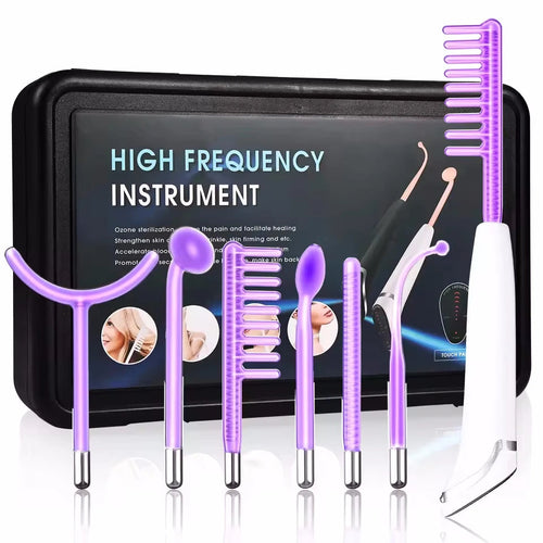 6 in 1 Touch Panel High Frequency Facial Machine For Hair Face Electrotherapy Wand Argon Treatment Acne Skin Care DermaStorm