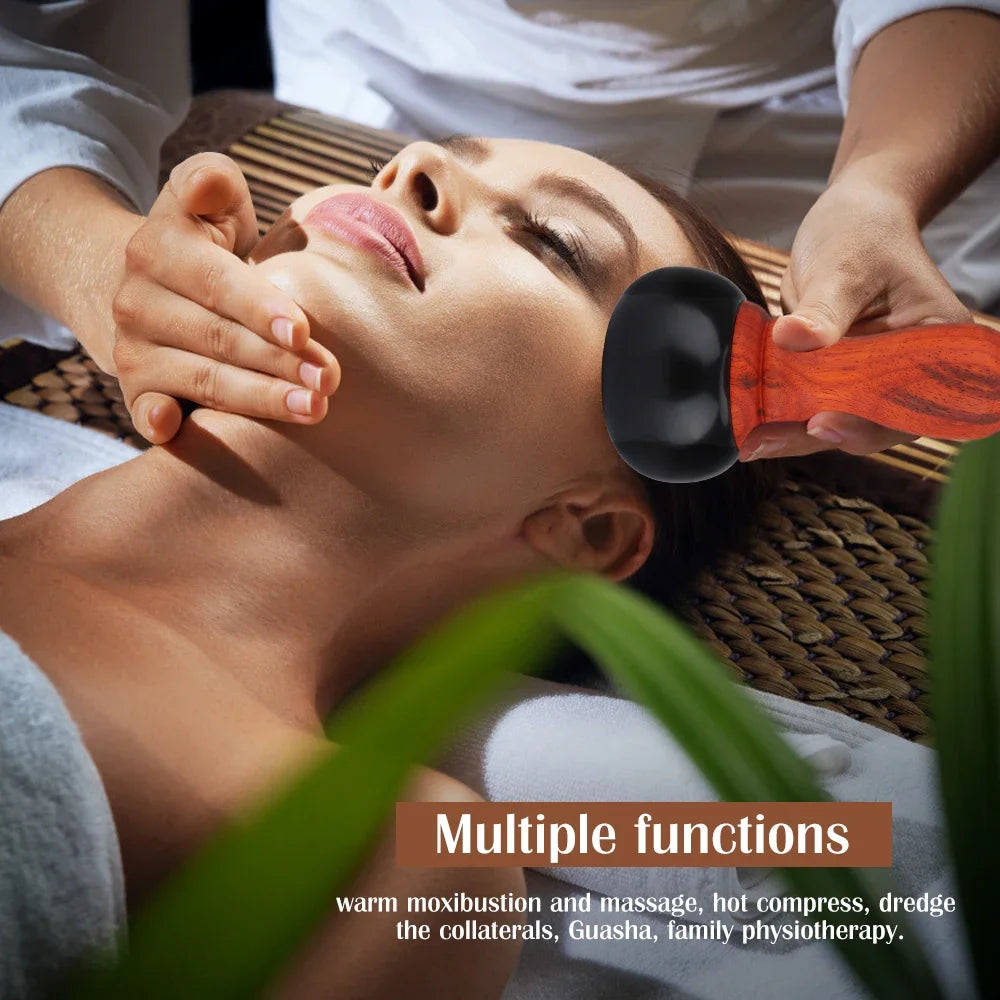 Hot Stone Electric Gua Sha Massager Natural Bianstone GuaSha Scraping Back Neck Face Relax Muscles Massage Skin Lift Care Spa DermaStorm