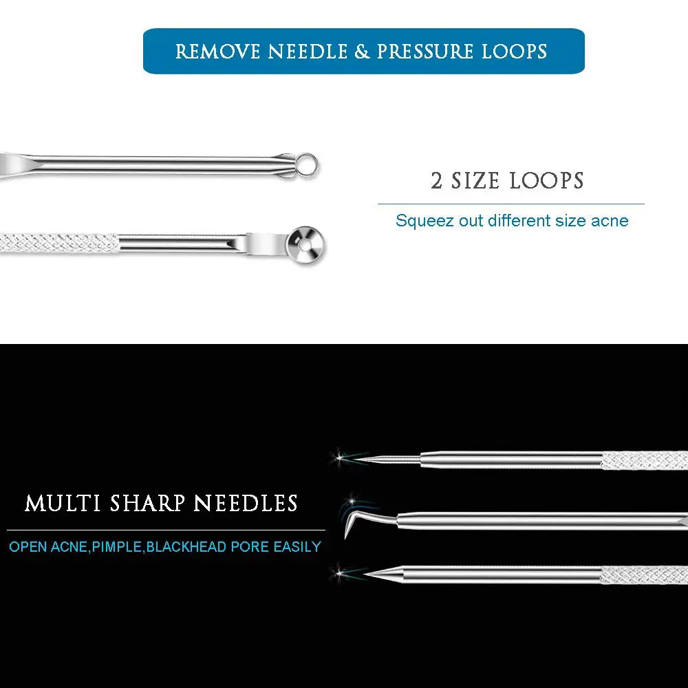 Dighealth 4PCS Stainless Steel Blackhead Remover Extraction Pimple Comedone Acne Extractor Whitehead Blemish Popper Kit  FitiqueFit