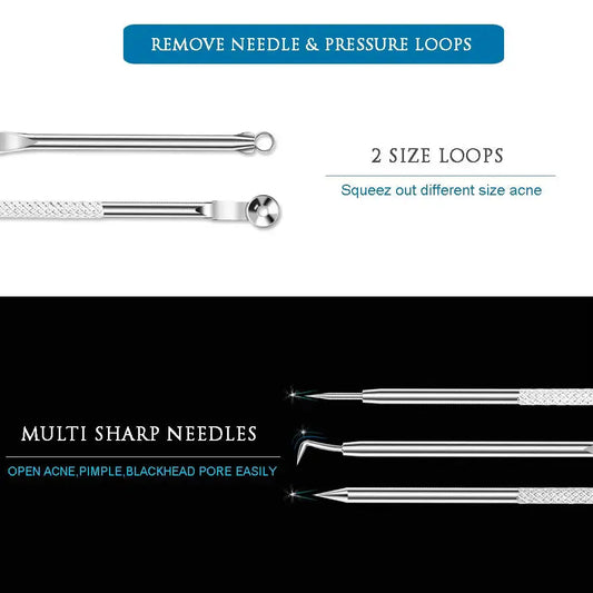Dighealth 4PCS Stainless Steel Blackhead Remover Extraction Pimple Comedone Acne Extractor Whitehead Blemish Popper Kit  FitiqueFit