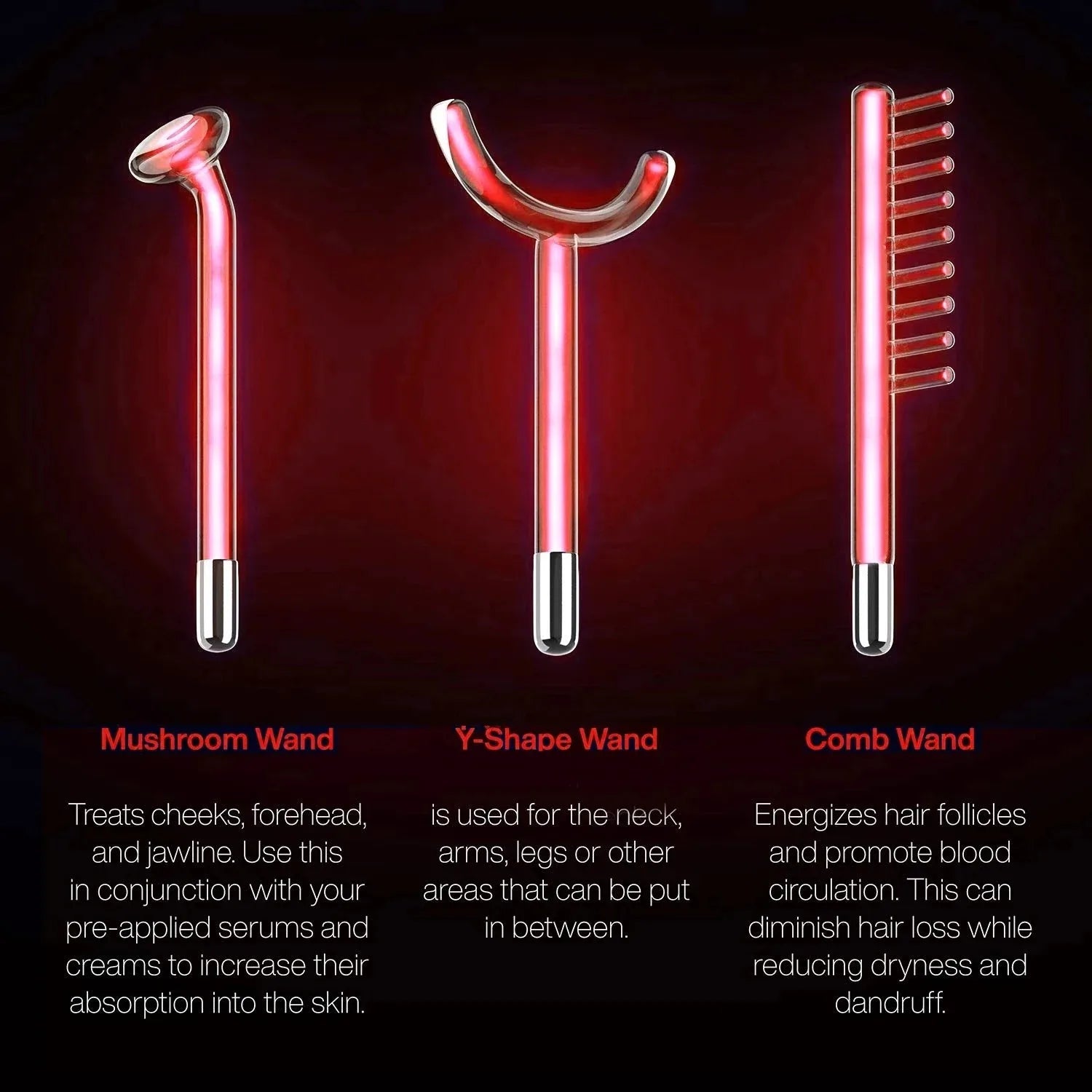Darsonval Portable High Frequency Facial Machine Skin Therapy With 6 Neon & Argon Wands Remove Wrinkles Acne Facial Therapy Wand DermaStorm