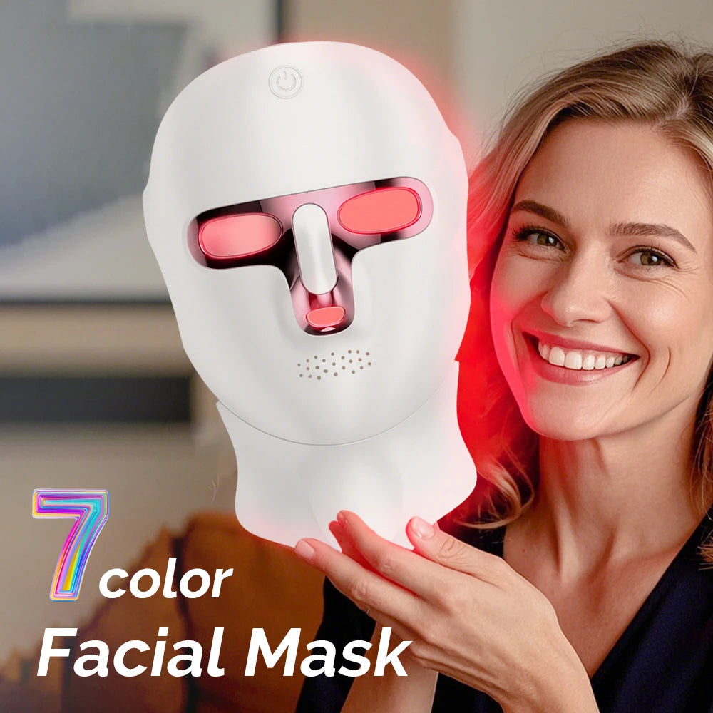 7 Colors LED Face Neck Mask Rechargeable LED Photon Beauty Mask Machine Facial Lifting Skin Care Tool DermaStorm