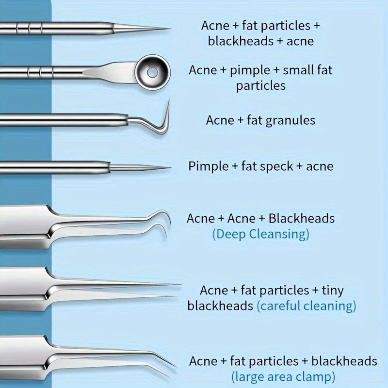 Stainless Steel Blackhead Removal Kit, Blemish and Acne Bottle Tool for All Skin Types, 8-Pack  FitiqueFit
