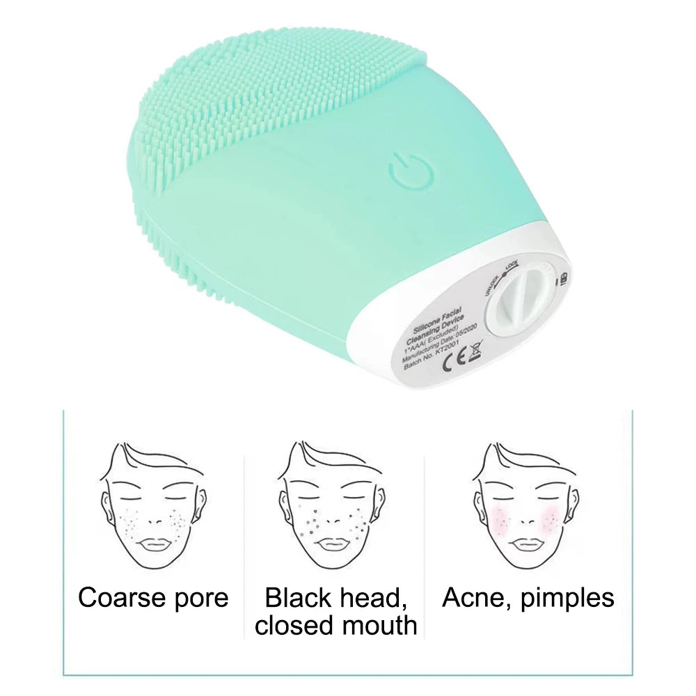 Household Electric Facial Cleanser, Battery Silicone Waterproof Face Washer, For Both Men And Women, Blackhead, Horn Cleaner DermaStorm