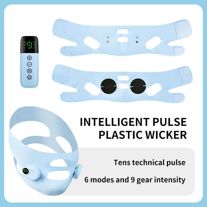 Smart Pulse Face Shaping Beauty Instrument EMS Microcurrent Lifting V Face Device Skin Tightening Anti-Wrinkle Facial Massager DermaStorm