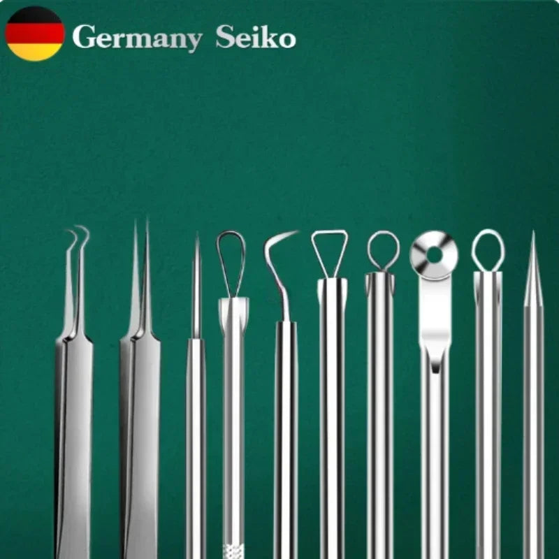11‑Piece Ultra‑Fine Acne & Blackhead Tweezers Set DermaStorm