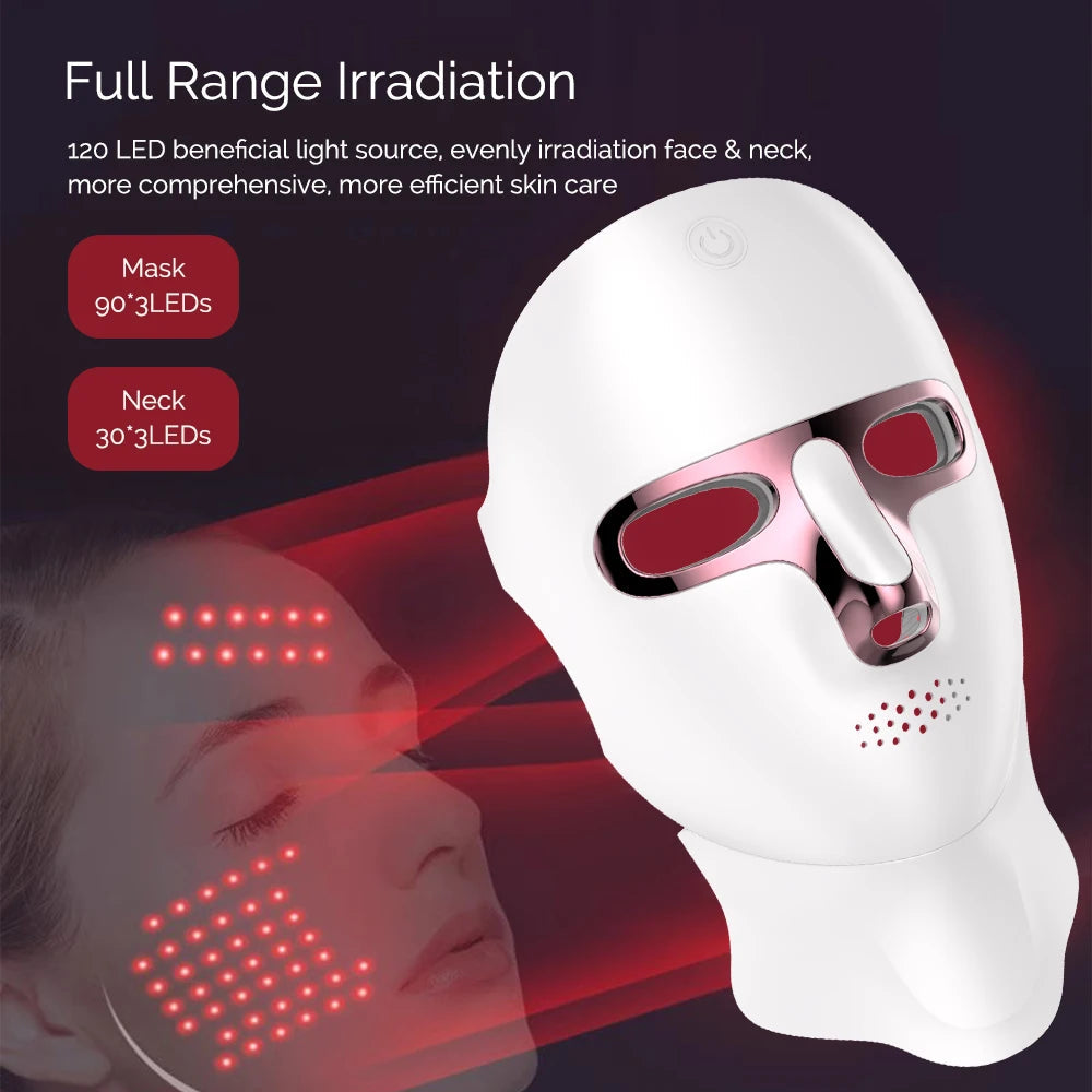 7 Colors LED Face Neck Mask Rechargeable LED Photon Beauty Mask Machine Facial Lifting Skin Care Tool DermaStorm