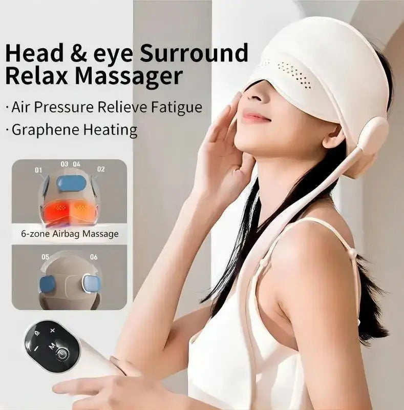 Air Pressure Head Massager Electric Head Eye Massager Graphene Heating Eye Hot Compress for Relax Improve Sleep Stress Relief DermaStorm