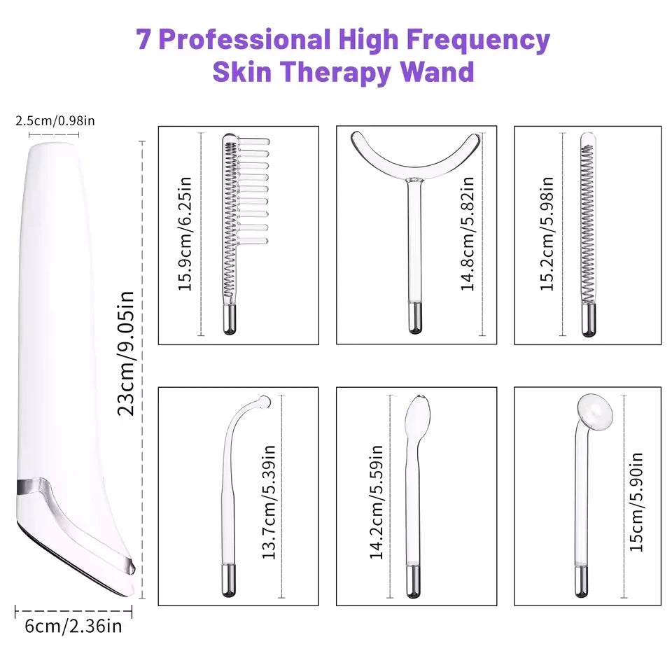 6 in 1 Touch Panel High Frequency Facial Machine For Hair Face Electrotherapy Wand Argon Treatment Acne Skin Care DermaStorm