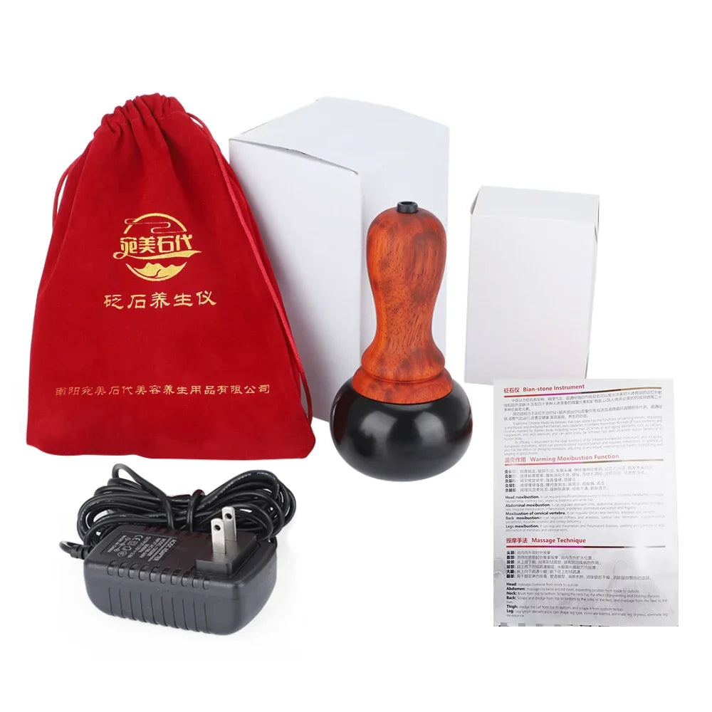 Hot Stone Electric Gua Sha Massager Natural Bianstone GuaSha Scraping Back Neck Face Relax Muscles Massage Skin Lift Care Spa DermaStorm