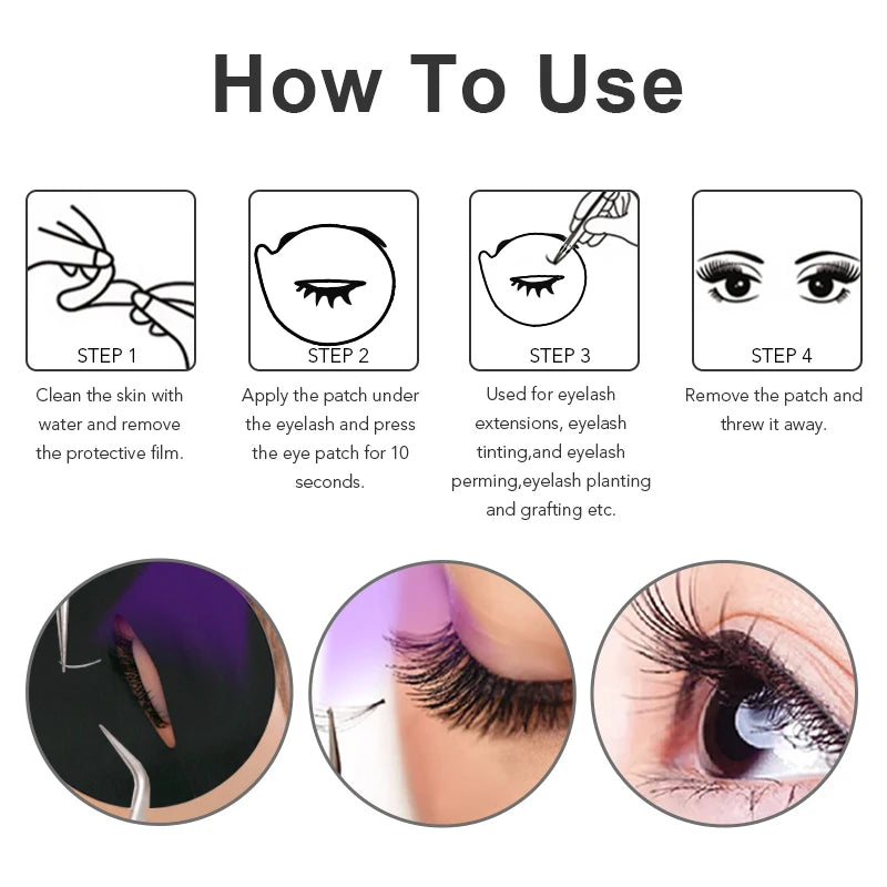 50PCS UV Eyelash Patches Hydrogel Gel Eye Patches Wholesale false Eyelash Extension Black Under Eye Pads Makeup Tools UV Patch DermaStorm