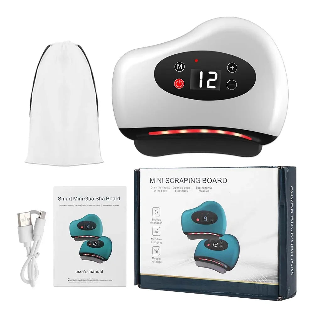 Electric Guasha Massager Body Scraping Heating Vibration Muscle Guasha Face Neck Eye Massage Knife Stone Gua Sha Gouache Scraper DermaStorm