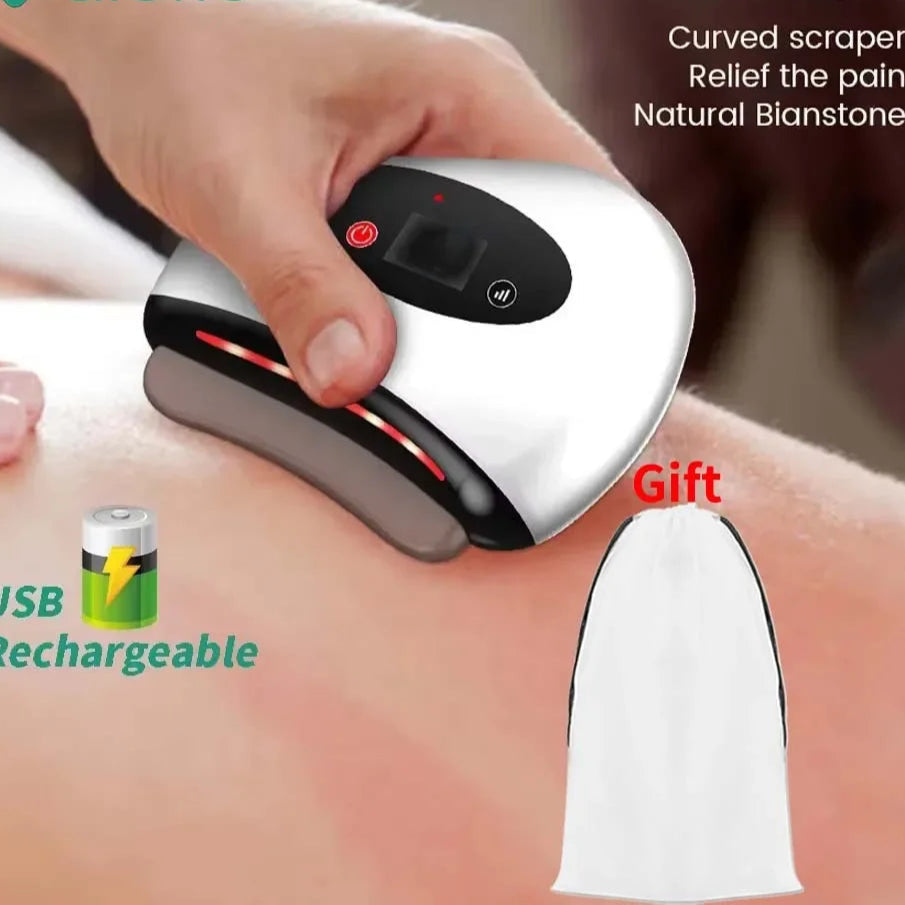 Electric Guasha Massager Body Scraping Heating Vibration Muscle Guasha Face Neck Eye Massage Knife Stone Gua Sha Gouache Scraper DermaStorm