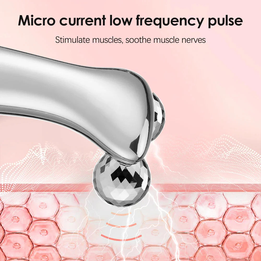 Electric Facial Micro-current Beauty Instrument LED Display Face Lift Roller Massager Skin Tighten Massage Beauty Devices  FitiqueFit