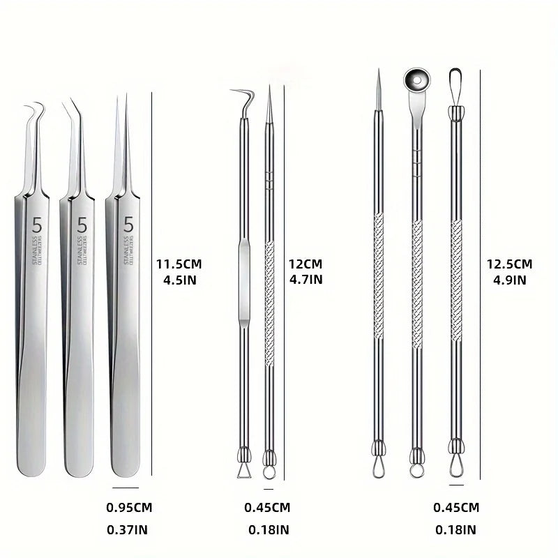 Stainless Steel Blackhead Removal Kit, Blemish and Acne Bottle Tool for All Skin Types, 8-Pack  FitiqueFit