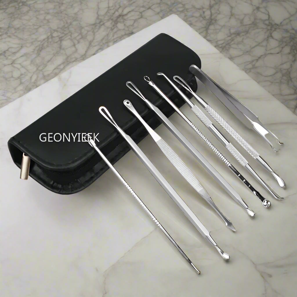 8pcs/set Blackhead Comedone Acne Pimple Blackhead Remover Tool Spoon for Face Skin Care Tool Needles Facial Pore Cleaner  FitiqueFit