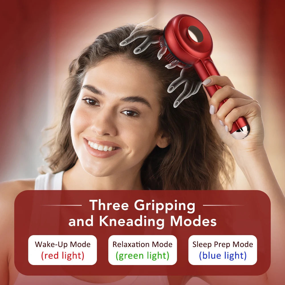 Electric Vibration Massage Comb 3 Color Light Therapy Hair Growth Massage Scalp Brush Anti Hair Loss Care Liquid Oil Applicator DermaStorm
