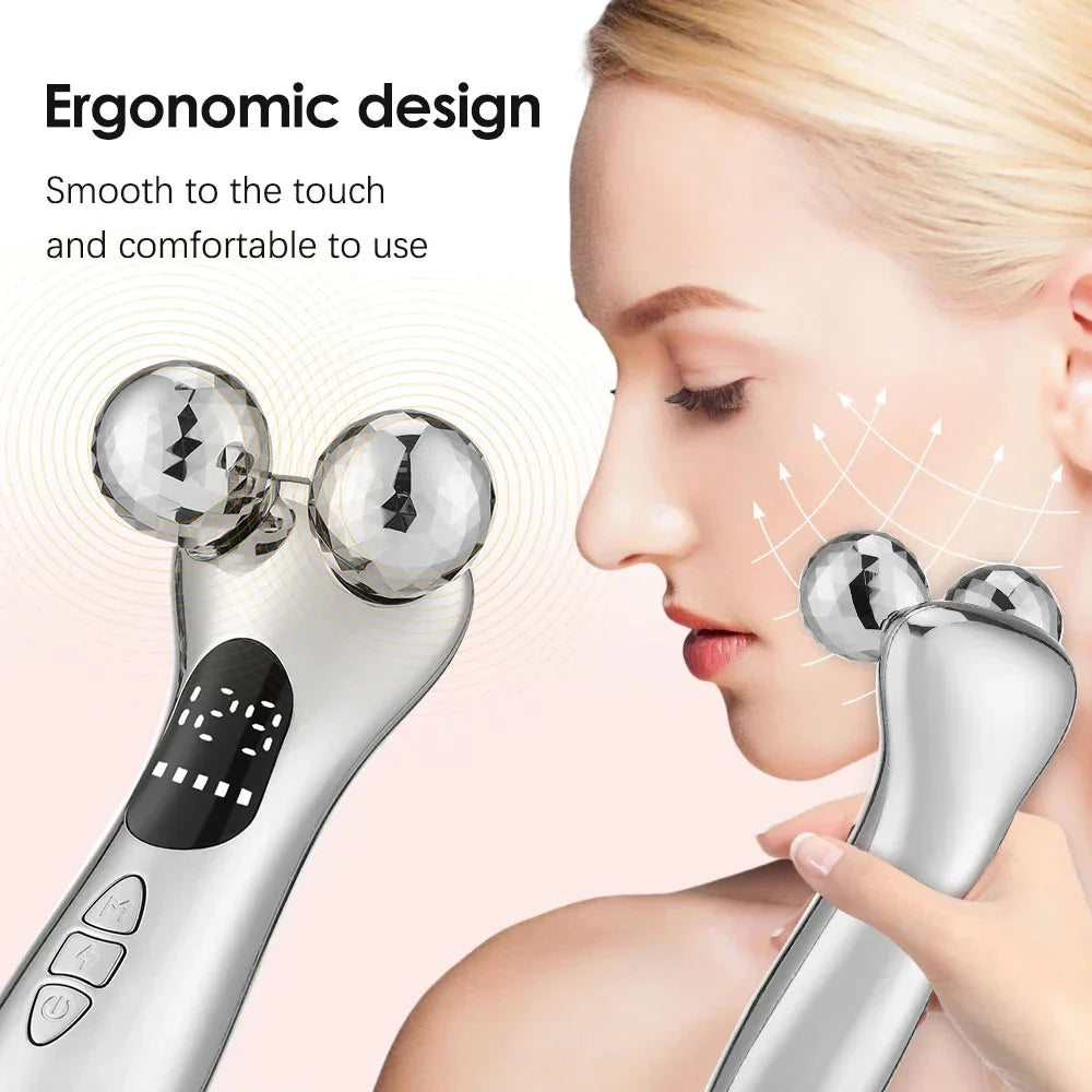 Electric Facial Micro-current Beauty Instrument LED Display Face Lift Roller Massager Skin Tighten Massage Beauty Devices  FitiqueFit