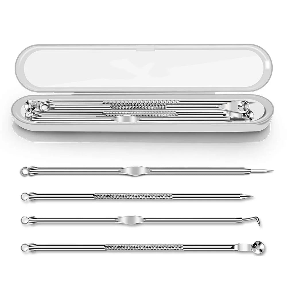 Dighealth 4PCS Stainless Steel Blackhead Remover Extraction Pimple Comedone Acne Extractor Whitehead Blemish Popper Kit  FitiqueFit