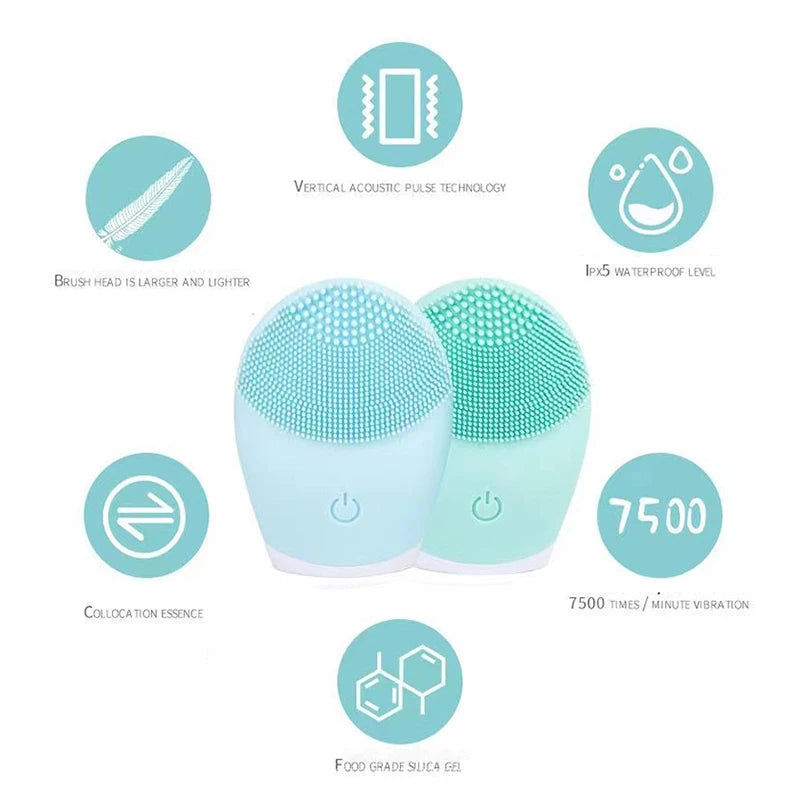 Household Electric Facial Cleanser, Battery Silicone Waterproof Face Washer, For Both Men And Women, Blackhead, Horn Cleaner DermaStorm