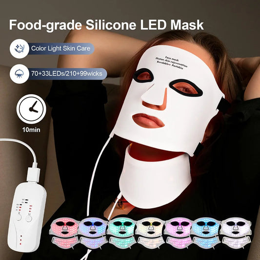 7-Color Silicone LED Face & Neck Mask  FitiqueFit