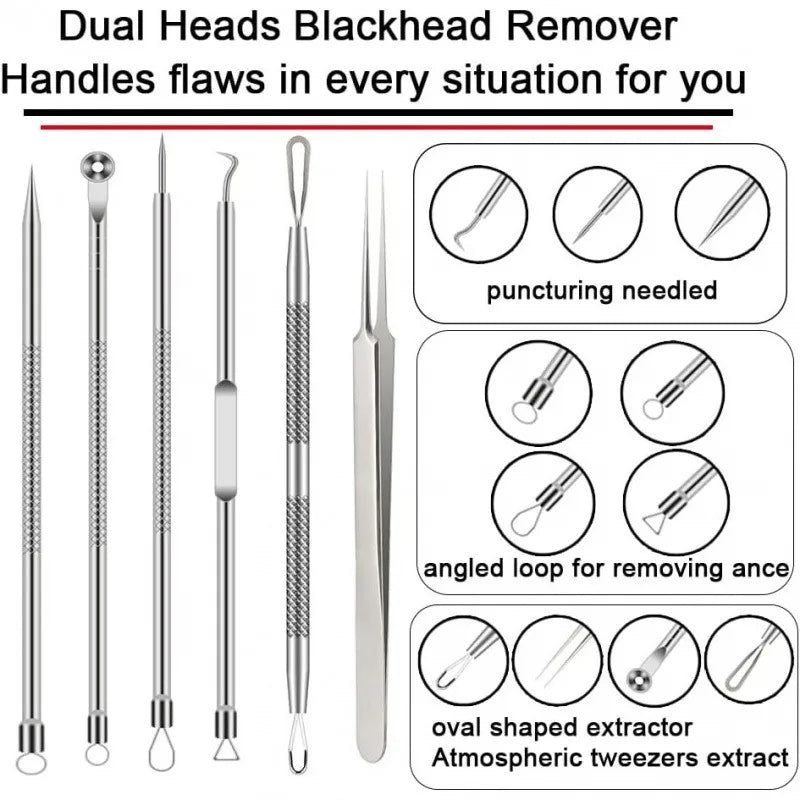 6PCS Pimple Removal Tool Blackheads Acne Remover Face Cleaning Kit Black Dots Remover Acne Tool Pimple Patches Acne LBHL16  FitiqueFit