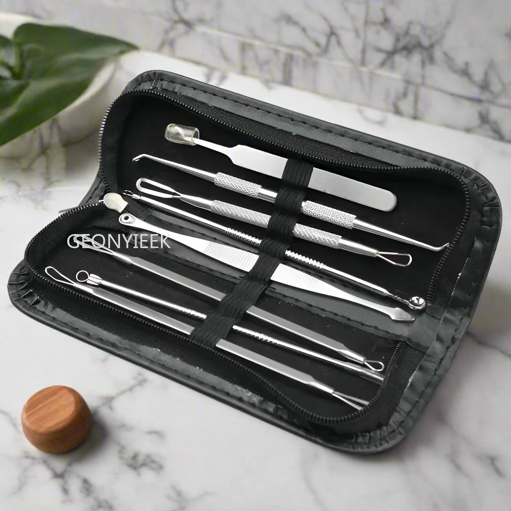 8pcs/set Blackhead Comedone Acne Pimple Blackhead Remover Tool Spoon for Face Skin Care Tool Needles Facial Pore Cleaner  FitiqueFit