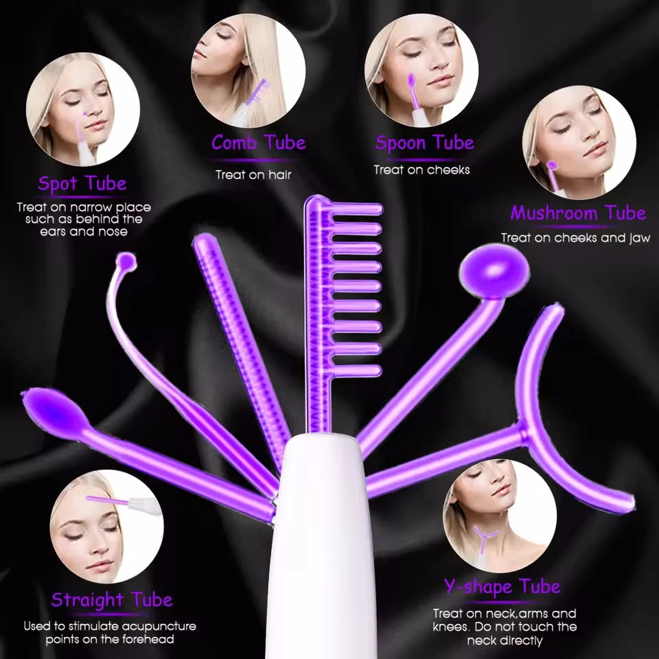 6 in 1 Touch Panel High Frequency Facial Machine For Hair Face Electrotherapy Wand Argon Treatment Acne Skin Care DermaStorm