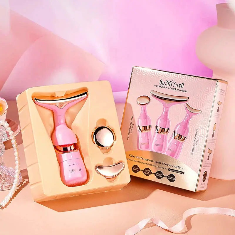 3 In 1 Facial Lifting Device Neck Facial Eye Massage Face Slimmer EMS Beauty Skin Tightening Wrinkle Anti Aging Face Massager  FitiqueFit