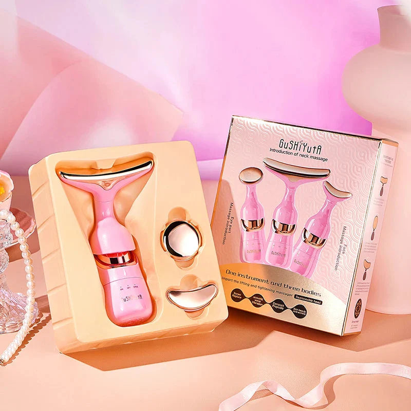 3 In 1 Facial Lifting Device Neck Facial Eye Massage Face Slimmer EMS Beauty Skin Tightening Wrinkle Anti Aging Face Massager  FitiqueFit