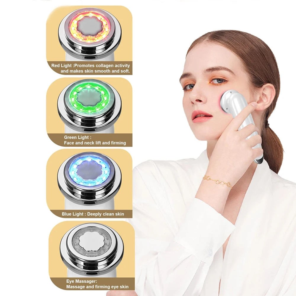 EMS Microcurrent Face Lift LED Light Therapy Skin Tightening Device Electric Facial Lifting Vibration Heating Face Massager  FitiqueFit