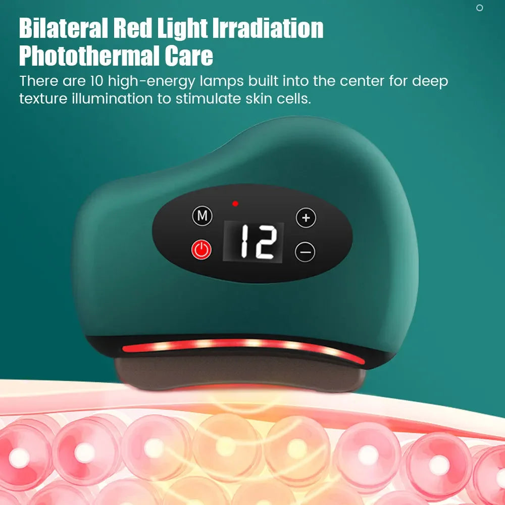 Electric Guasha Massager Body Scraping Heating Vibration Muscle Guasha Face Neck Eye Massage Knife Stone Gua Sha Gouache Scraper DermaStorm