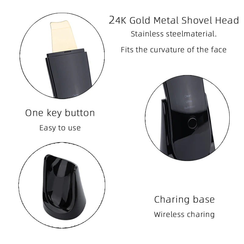 Lesen Ultrasonic Face Cleaner Skin Scrubber Ultrasound Vibration Lifting Massager Ultrasound Peeling Clean Tone Lift Scrubber DermaStorm