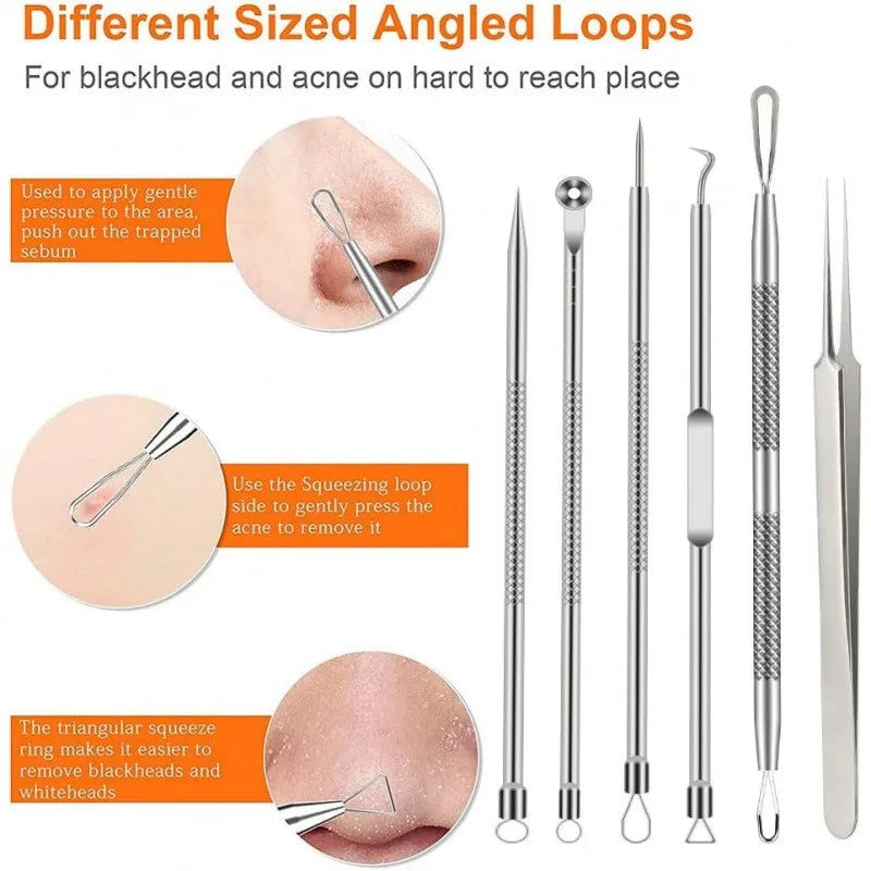 6PCS Pimple Removal Tool Blackheads Acne Remover Face Cleaning Kit Black Dots Remover Acne Tool Pimple Patches Acne LBHL16  FitiqueFit