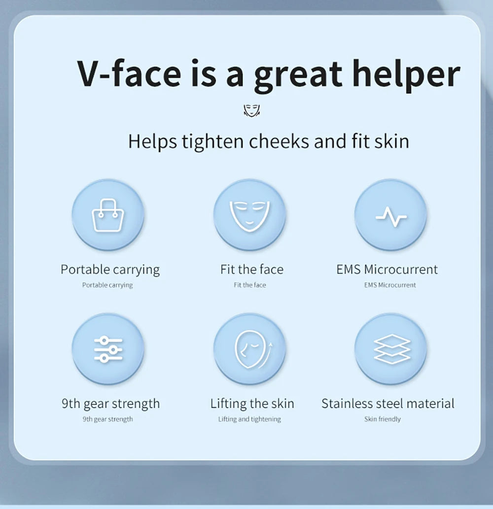 EMS Face Lifting Massager Anti Wrinkle Firming Facial Massager V-Face Lift Device Microcurrent Remover Double Chin Skin Care DermaStorm
